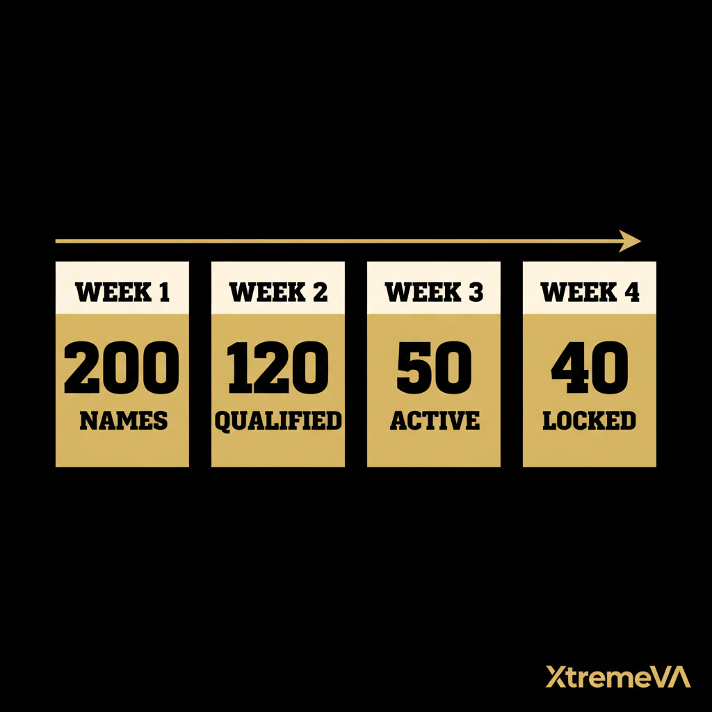 30-day buyer segment build: 200 names to 40 locked